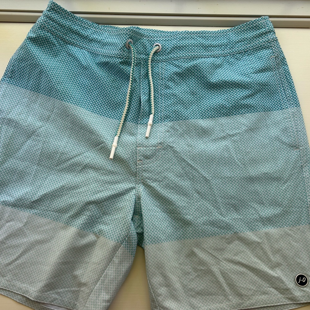 johnnie-O Teal and Light Gray Board Shorts